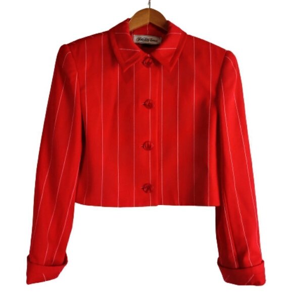 Vintage David Hayes Saks Fifth Avenue Wool Striped Jacket Skirt Suit - Picture 3 of 12